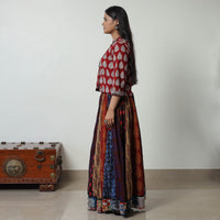 Multicolor - Bagh Print Skirt with 24 Kali Patchwork 04