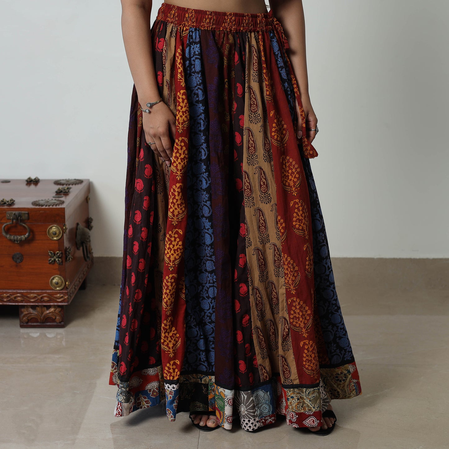 Multicolor - Bagh Print Skirt with 24 Kali Patchwork 04