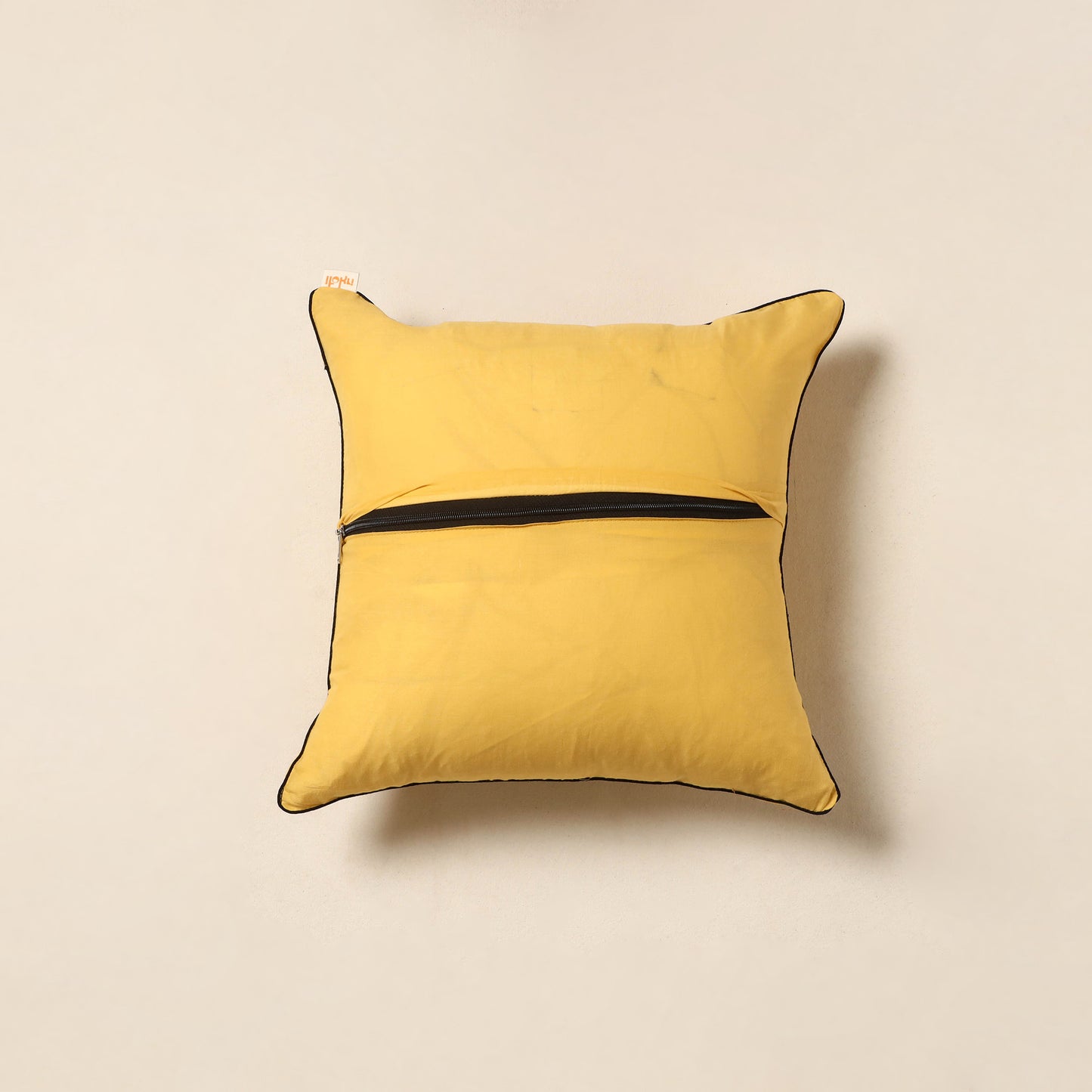 Yellow - jacquard weave cotton cushion cover 68