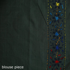 Black - Bengal Kantha Hand Embroidery Silk Cotton Chapa Work Saree 49