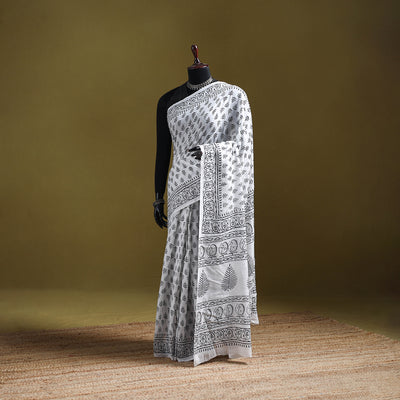 Sanganeri Hand Block Print Pure Mul Cotton Ready To Wear Saree  19