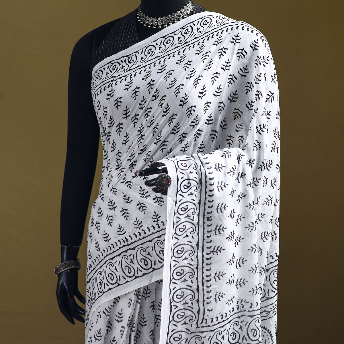 Sanganeri Hand Block Print Pure Mul Cotton Ready To Wear Saree  19