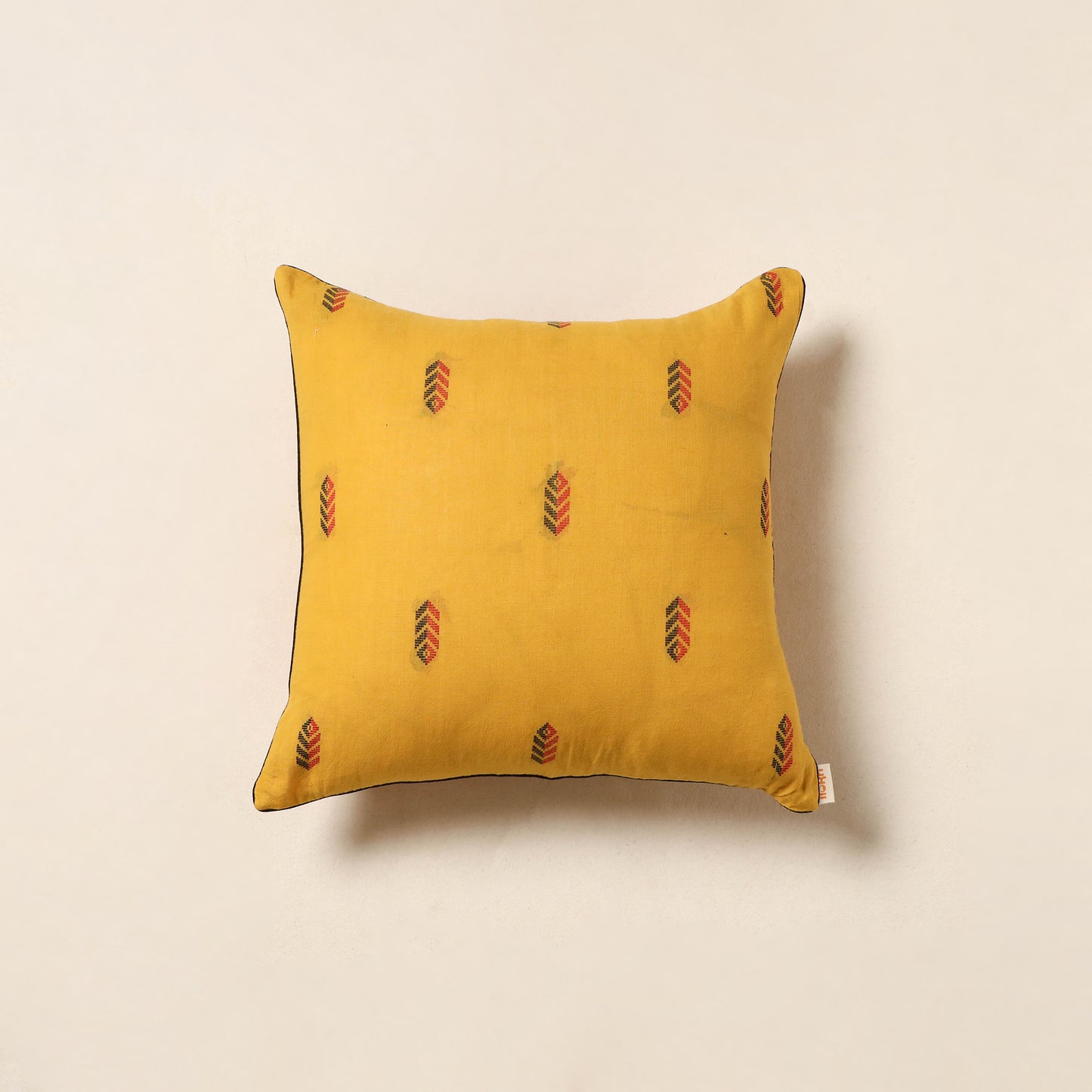 Yellow - jacquard weave cotton cushion cover 69