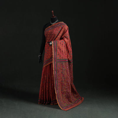 Bengal Kantha Hand Embroidery Silk Cotton Chapa Work Saree 50
