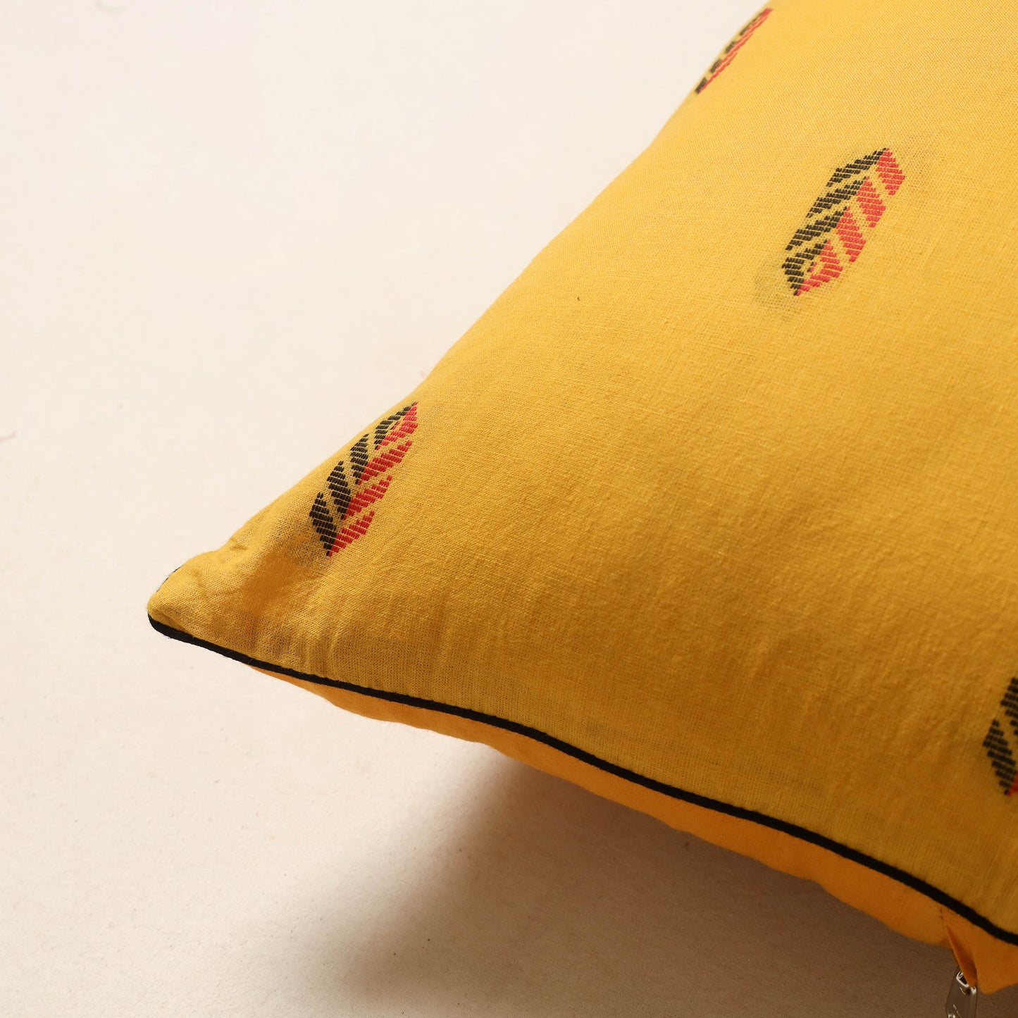 Yellow - jacquard weave cotton cushion cover 69