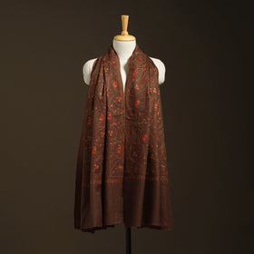 Brown - sozni heavy hand embroidery work kashmiri merino