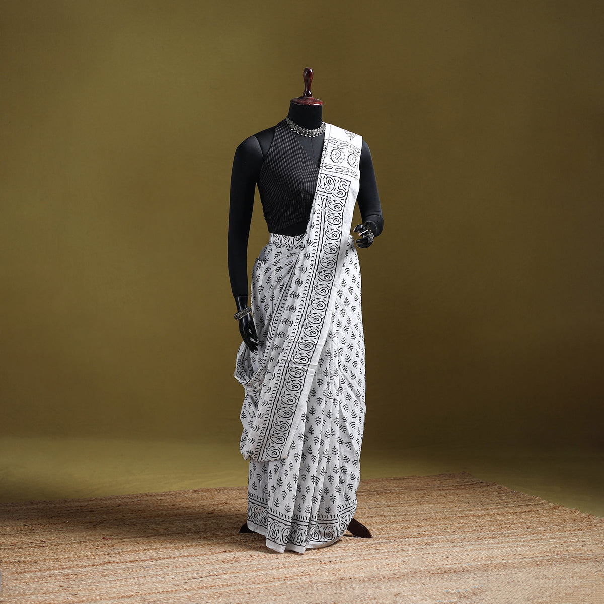 Sanganeri Hand Block Print Pure Mul Cotton Ready To Wear Saree  19