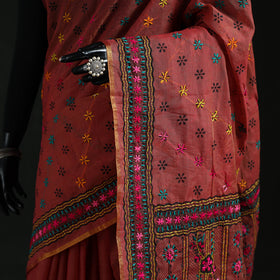 Bengal Kantha Hand Embroidery Silk Cotton Chapa Work Saree 50