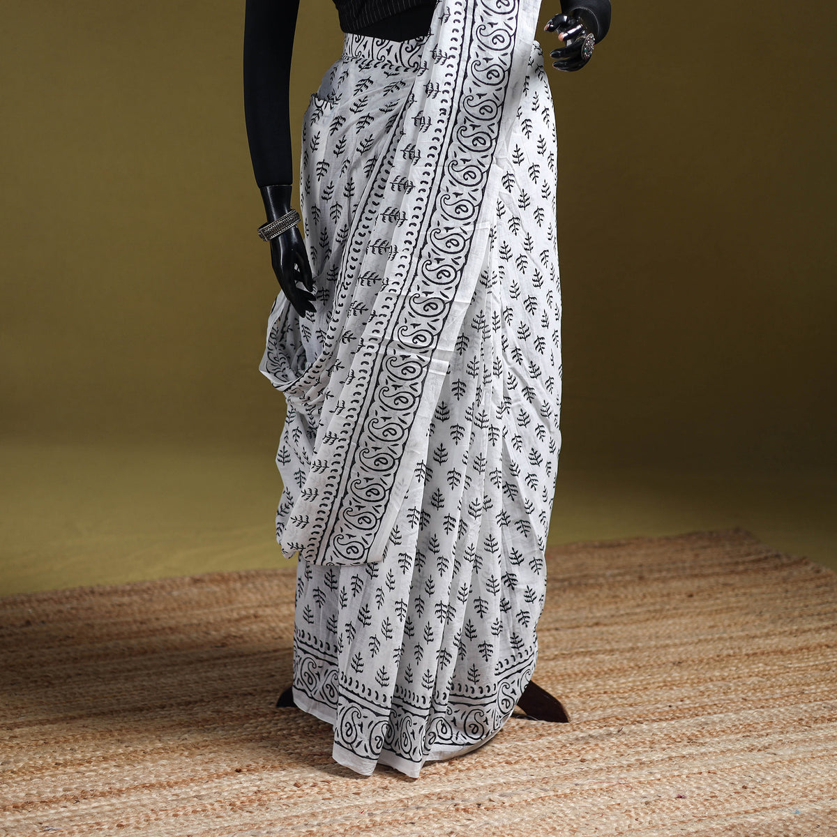 Sanganeri Hand Block Print Pure Mul Cotton Ready To Wear Saree  19