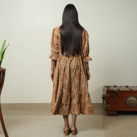 Buy Kalamkari Block Printed Cotton Tiered Dress 10 Online at iTokri.com