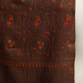 Brown - sozni heavy hand embroidery work kashmiri merino