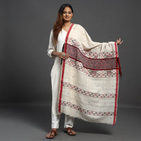 Beige - Assamese Gero Design Mising Eri Silk Handloom Shawl cum Stole