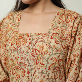 Buy Kalamkari Block Printed Cotton Tiered Dress 10 Online at iTokri.com
