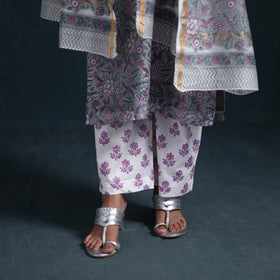 Sequin Work Sanganeri Hand Block Print Chanderi Silk Suit Set with Dupatta for Women 11