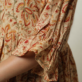Buy Kalamkari Block Printed Cotton Tiered Dress 10 Online at iTokri.com