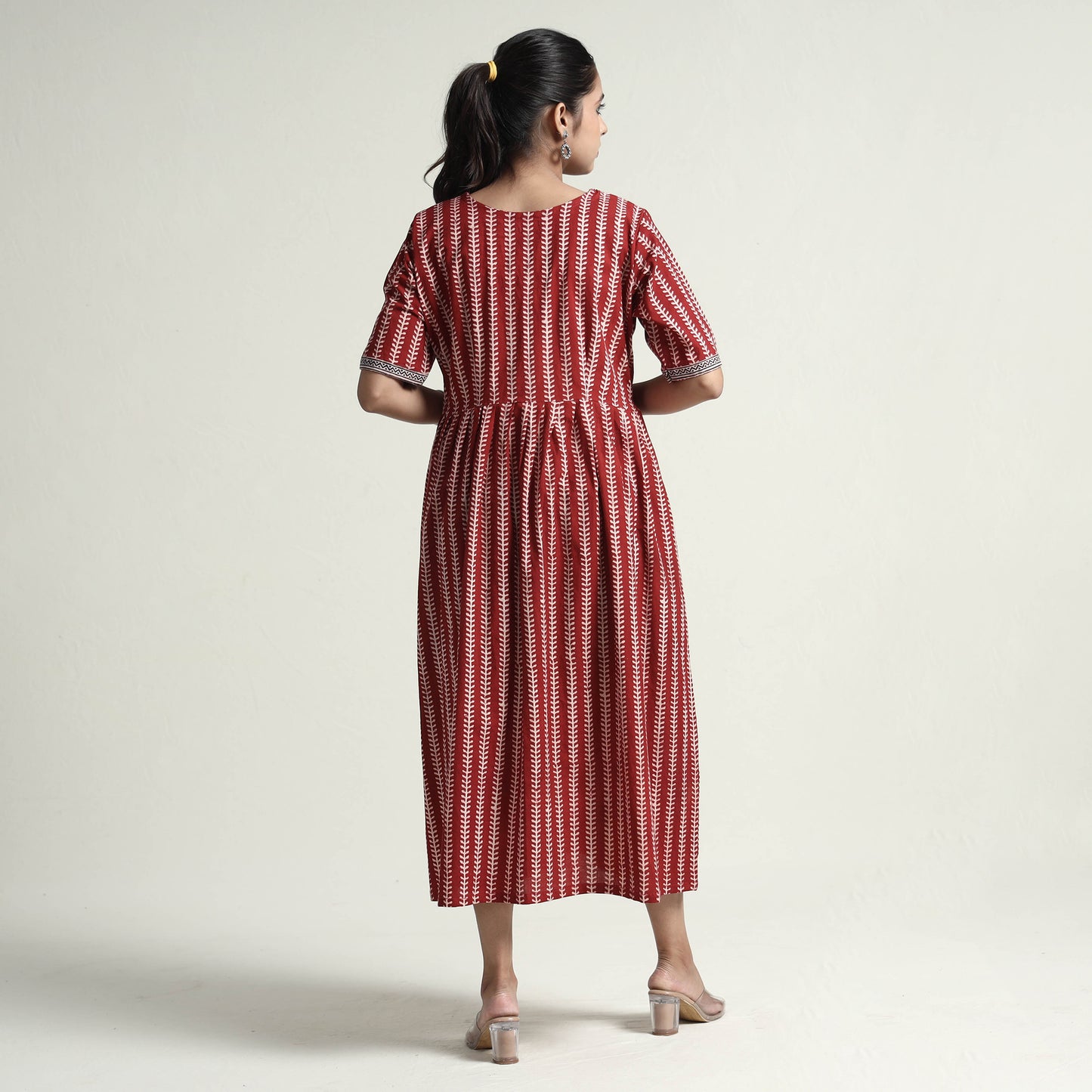 Red - Bagh Block Printed Cotton Dress