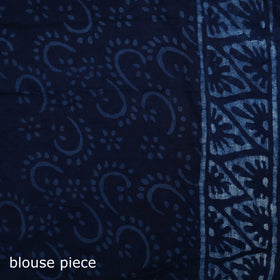 Indigo Bagru Hand Block Print Pure Mul Cotton Ready To Wear Saree 24