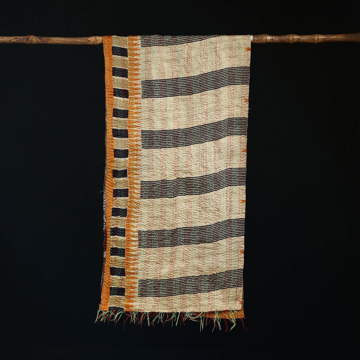 Bengal Kantha Handwork Patchwork Reversible Silk Stole 118