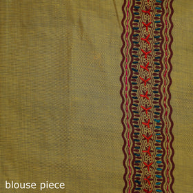 Yellow - Bengal Kantha Hand Embroidery Silk Cotton Chapa Work Saree 52