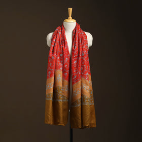 Red - sozni heavy hand embroidery work kashmiri merino wool