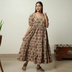  Pedana Kalamkari Block Printed Cotton Tiered Dress 03 