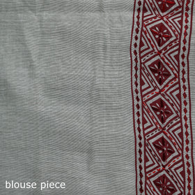 White - Bengal Kantha Hand Embroidery Silk Cotton Chapa Work Saree 54