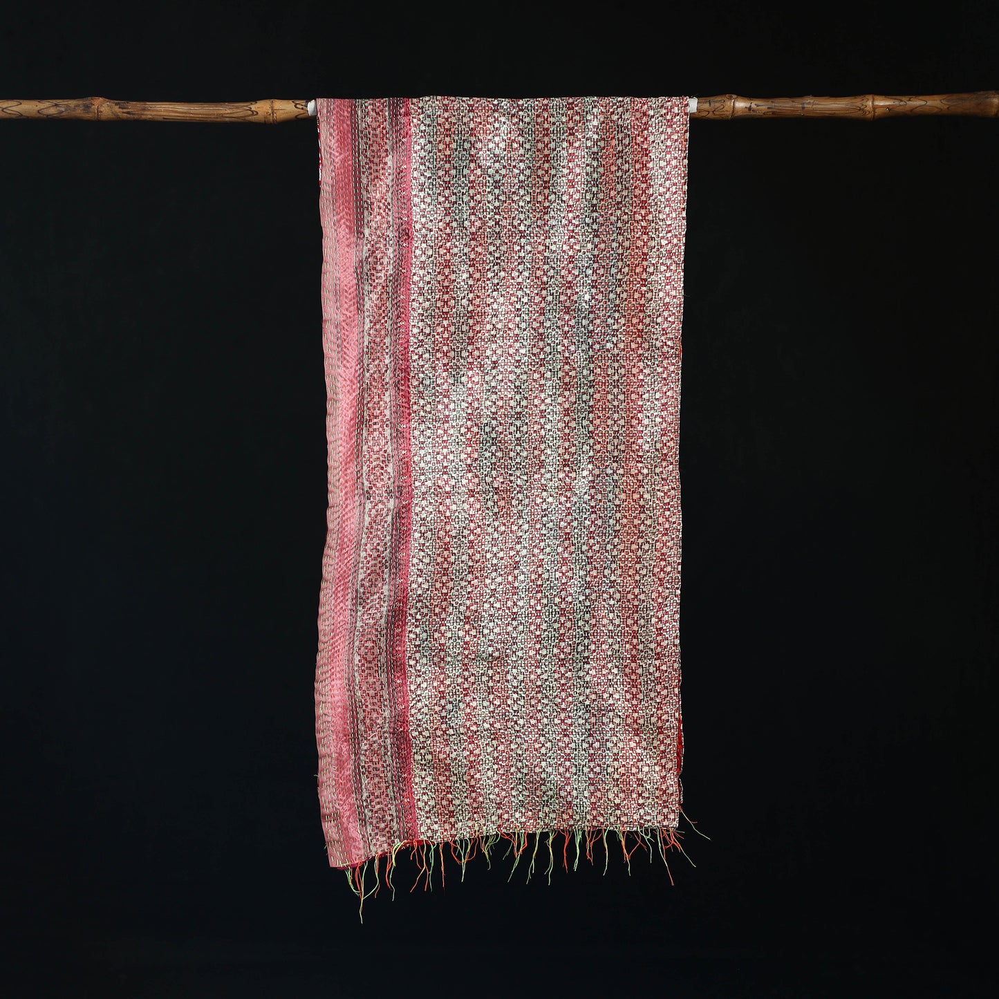 Bengal Kantha Handwork Patchwork Reversible Silk Stole 115
