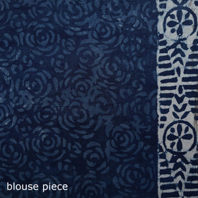 Indigo Bagru Hand Block Print Pure Mul Cotton Ready To Wear Saree 26