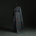 Black - Bengal Kantha Hand Embroidery Silk Cotton Chapa Work Saree 55