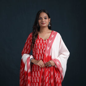 Pochampally Ikat Cotton Suit Set with Dupatta for Women 19