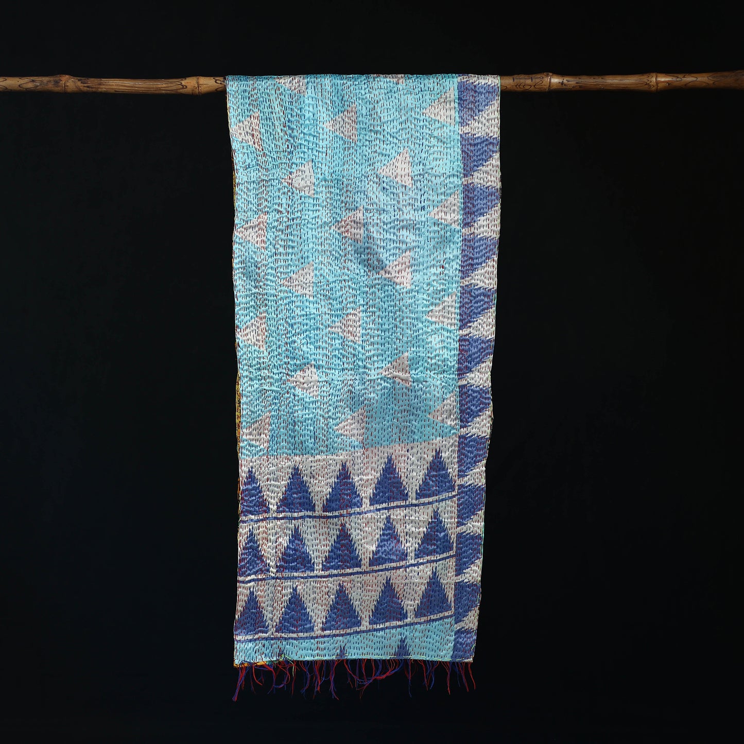 Bengal Kantha Handwork Patchwork Reversible Silk Stole 105