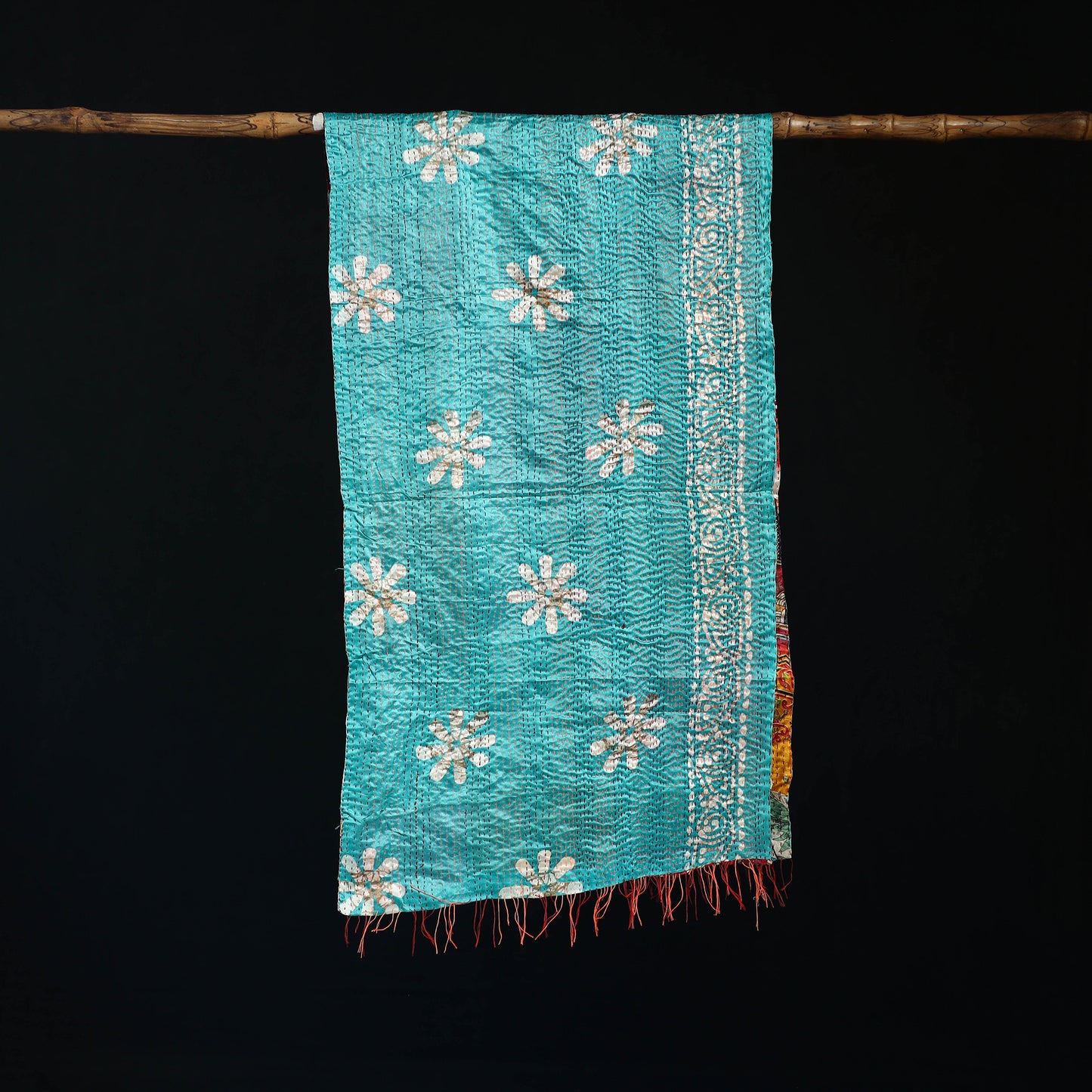 Bengal Kantha Handwork Patchwork Reversible Silk Stole 103