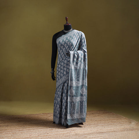 Bagru Hand Block Print Pure Mul Cotton Ready To Wear Saree 29