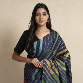  Leheriya Tie-Dye Tussar Silk Handloom Saree 