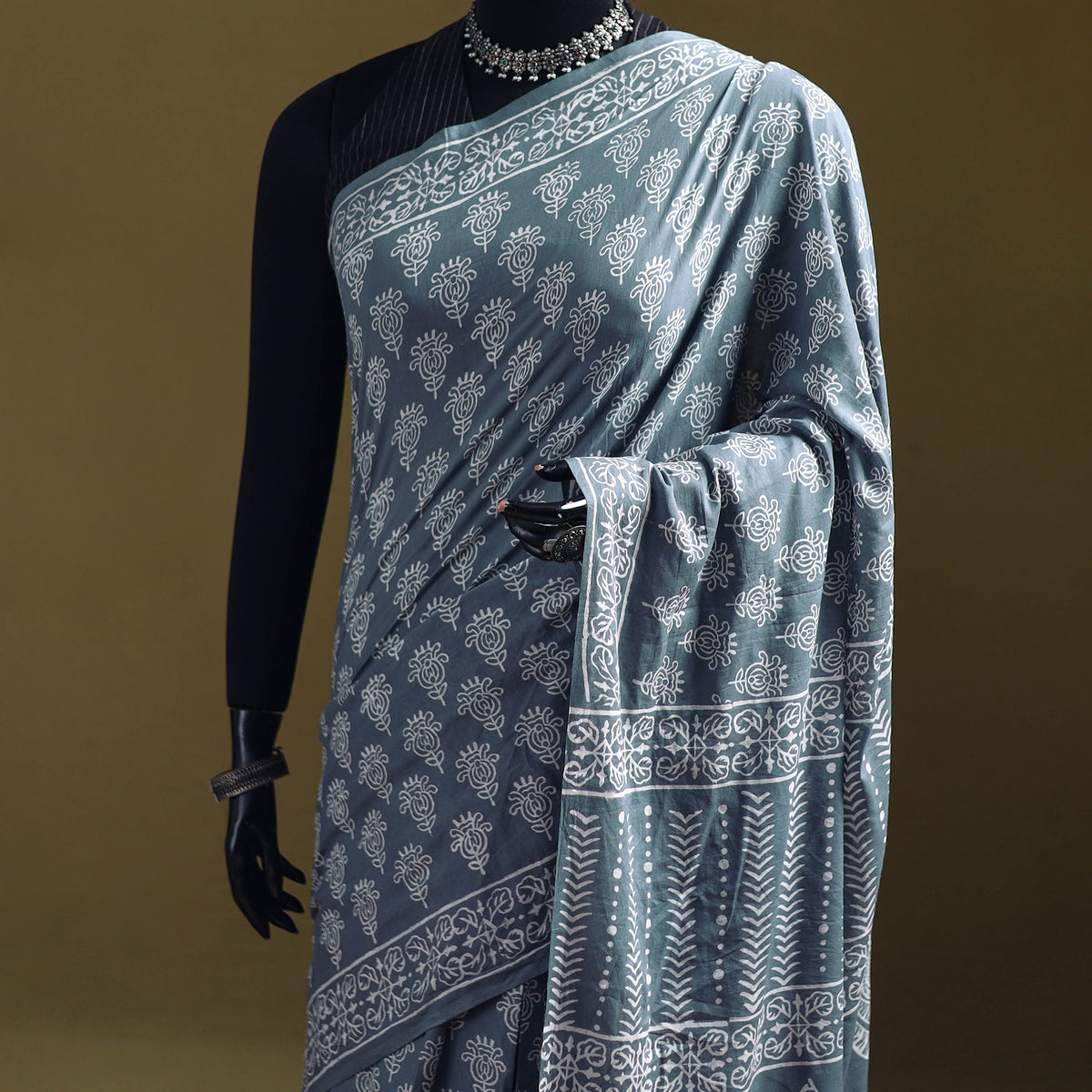 Bagru Hand Block Print Pure Mul Cotton Ready To Wear Saree 29