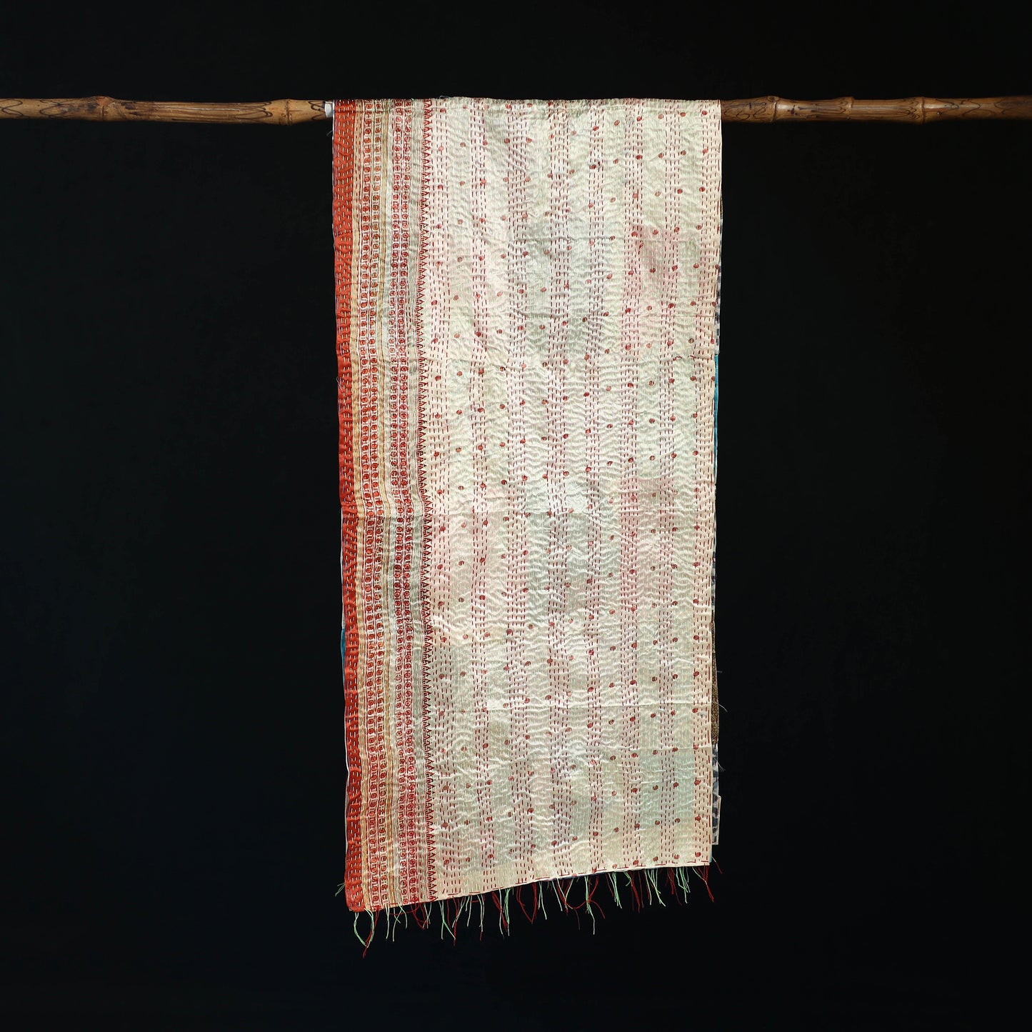 Bengal Kantha Handwork Patchwork Reversible Silk Stole 96