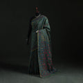 Green - Bengal Kantha Hand Embroidery Silk Cotton Chapa Work Saree 57