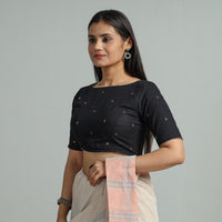 Black - Jacquard Weave Cotton Stitched Blouse 05