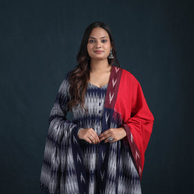 Pochampally Ikat Cotton Suit Set with Dupatta for Women 20