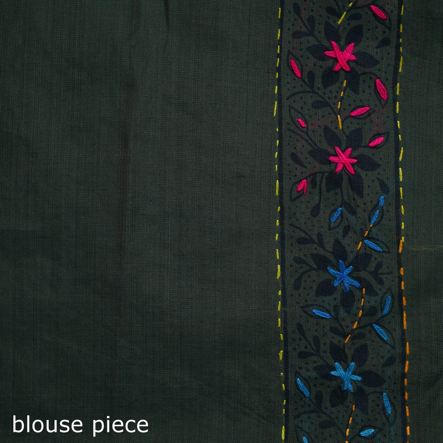 Green - Bengal Kantha Hand Embroidery Silk Cotton Chapa Work Saree 57
