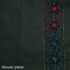Green - Bengal Kantha Hand Embroidery Silk Cotton Chapa Work Saree 57