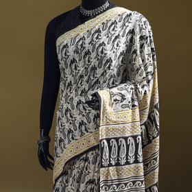 Bagru Hand Block Print Pure Mul Cotton Ready To Wear Saree 31