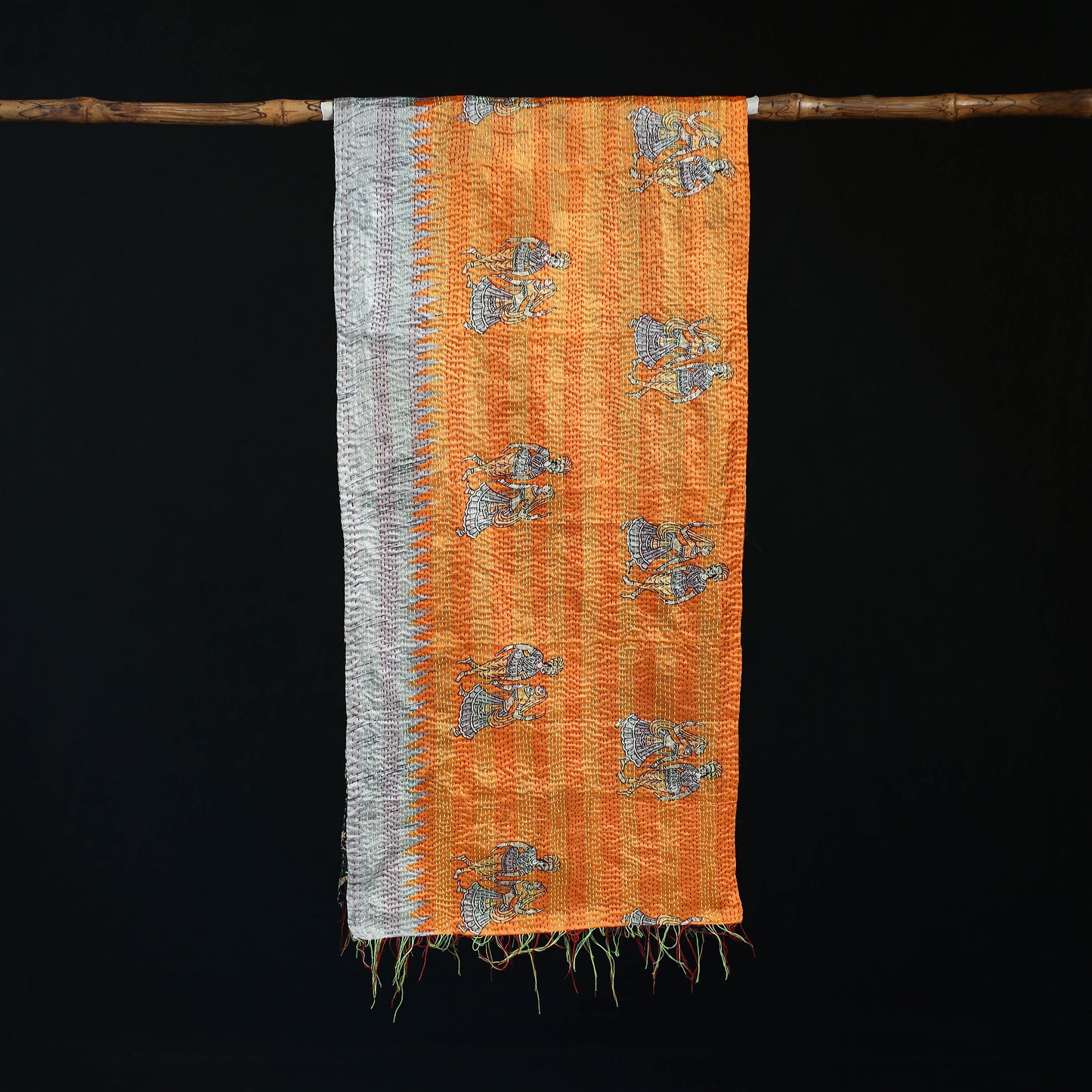 Bengal Kantha Handwork Patchwork Reversible Silk Stole 90