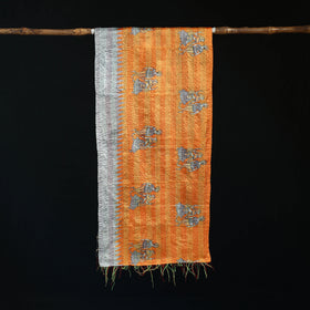 Bengal Kantha Handwork Patchwork Reversible Silk Stole 90