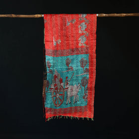 Bengal Kantha Handwork Patchwork Reversible Silk Stole 87