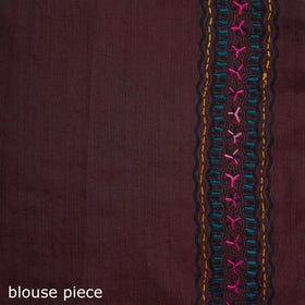 Maroon - Bengal Kantha Hand Embroidery Silk Cotton Chapa Work Saree 58