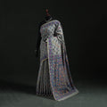 Gray - Bengal Kantha Hand Embroidery Silk Cotton Chapa Work Saree 59