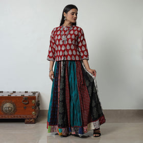 Multicolor - bagh skirt with 24 kali patchwork 08