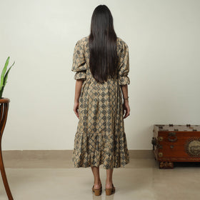 Buy Kalamkari Block Printed Cotton Tiered Dress 08 Online at iTokri.com