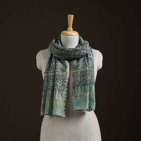 Handloom Chanderi Silk Ajrakh Hand Block Print Natural Dyed Stole 10